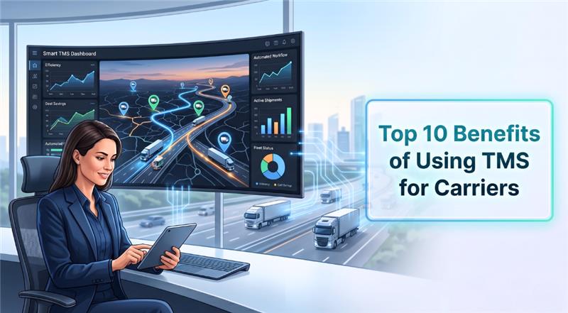 Transportation Management System dashboard showing route optimization and fleet tracking for carriers